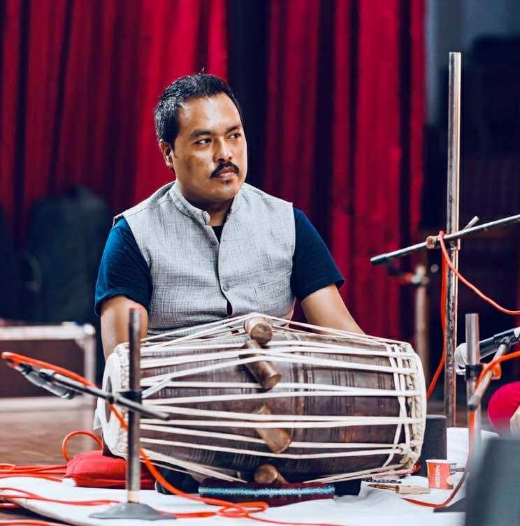 Milesh Tandukar performing pakhawaj