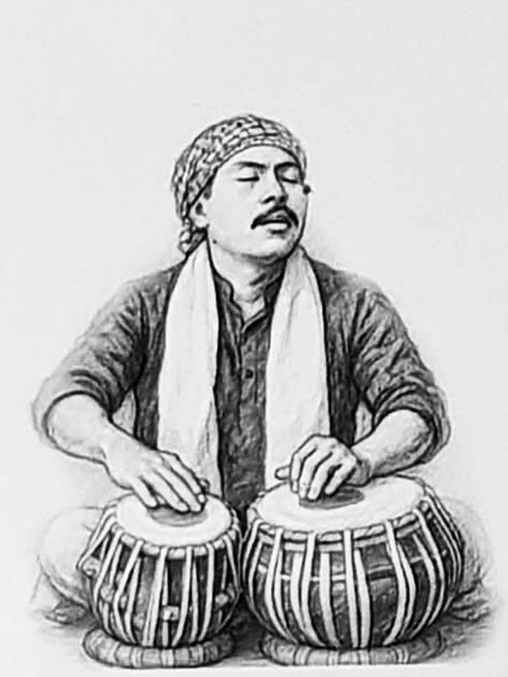 Milesh Tandukar playing tabla
